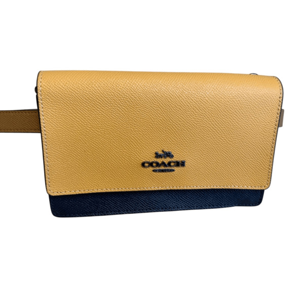Coach Convertible Belt Bag Yellow Color block Leather Handbag - Picture 9 of 12